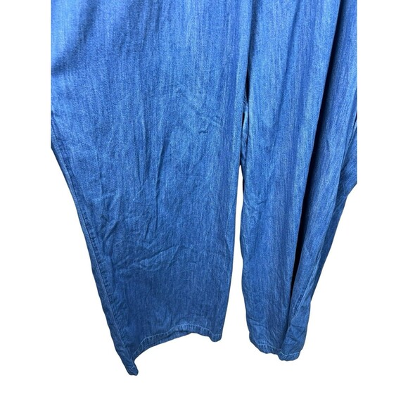 Old‎ Navy XXL Denim Chambray Jumpsuit Women’s Plus Tie Strap Smocked Wide Leg - Picture 10 of 13
